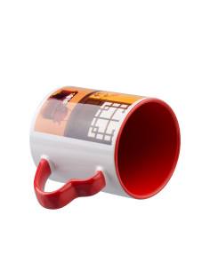 Tasse de couleur intérieure/poignée de 11 oz avec poignée en forme de cœur-rouge 2