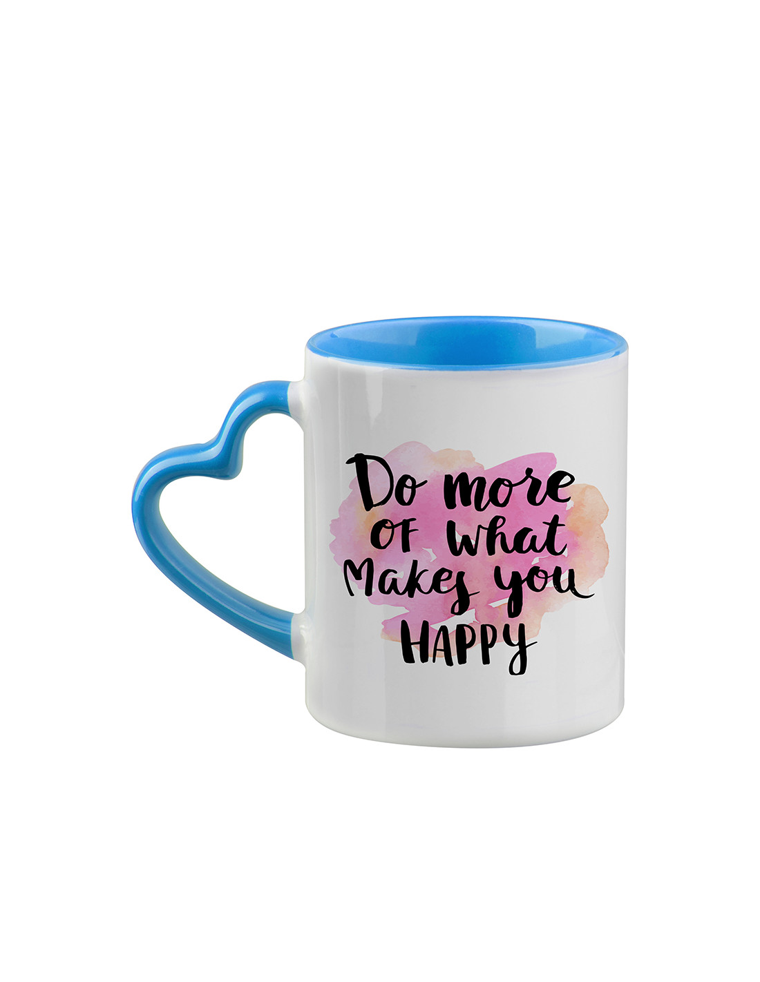  Tasse de couleur intérieure/poignée de 11 oz avec poignée en forme de cœur - Bleu clair