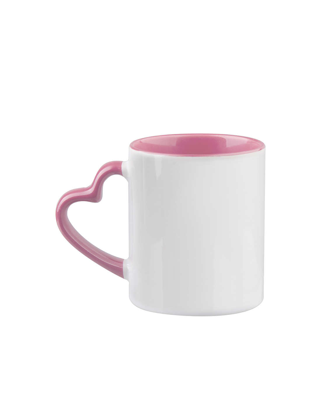  Tasse de couleur intérieure/poignée de 11 oz avec poignée en forme de cœur-rose