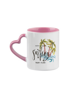  Tasse de couleur intérieure/poignée de 11 oz avec poignée en forme de cœur-rose 2