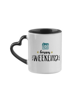  Tasse de couleur intérieure/poignée de 11 oz avec poignée en forme de cœur-noir 2