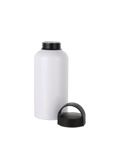 Botella de agua de aluminio de 500 ml con asa (blanca) 2