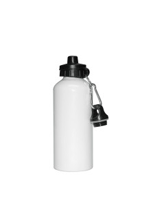 Botella de agua de aluminio de 600 ml con dos tapas (blanca) 
