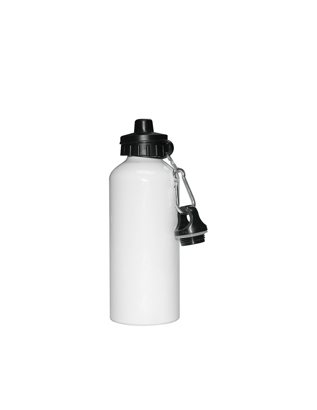 Bouteille d'eau en aluminium de 600 ml avec deux bouchons (blanc) 