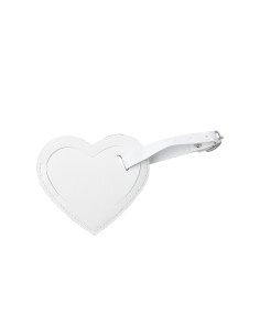 Étiquette de bagage en cuir PU double face (blanc, forme de coeur)