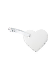 Étiquette de bagage en cuir PU double face (blanc, forme de coeur) 2