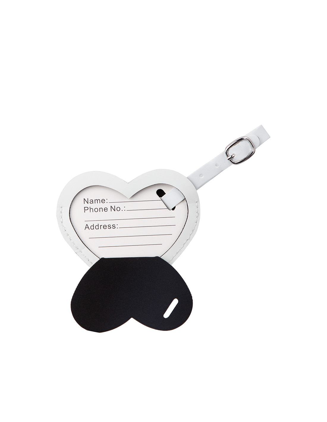 Étiquette de bagage en cuir PU double face (blanc, forme de coeur)