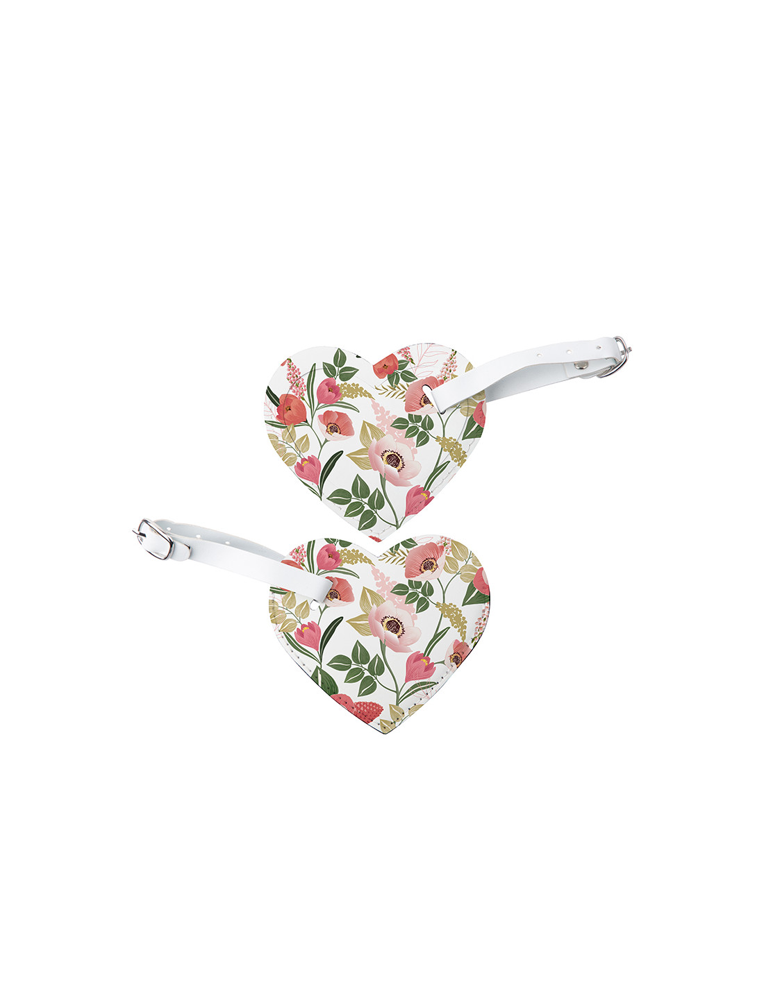 Étiquette de bagage en cuir PU double face (blanc, forme de coeur)