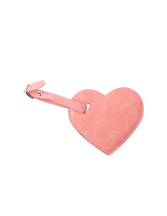 Étiquette de bagage en cuir PU double face (rose, forme de coeur) 2