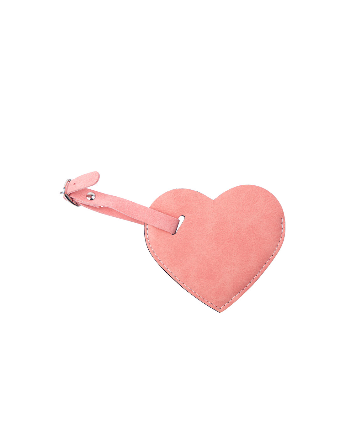 Étiquette de bagage en cuir PU double face (rose, forme de coeur)