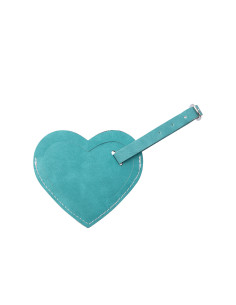 Étiquette de bagage en cuir PU double face (vert, forme de coeur)