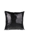 Housse de coussin à paillettes (noir/blanc)