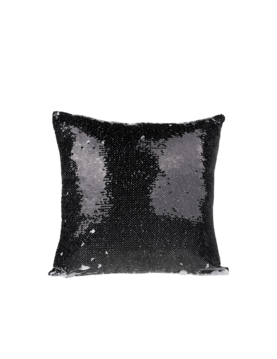 Housse de coussin à paillettes (noir/blanc)