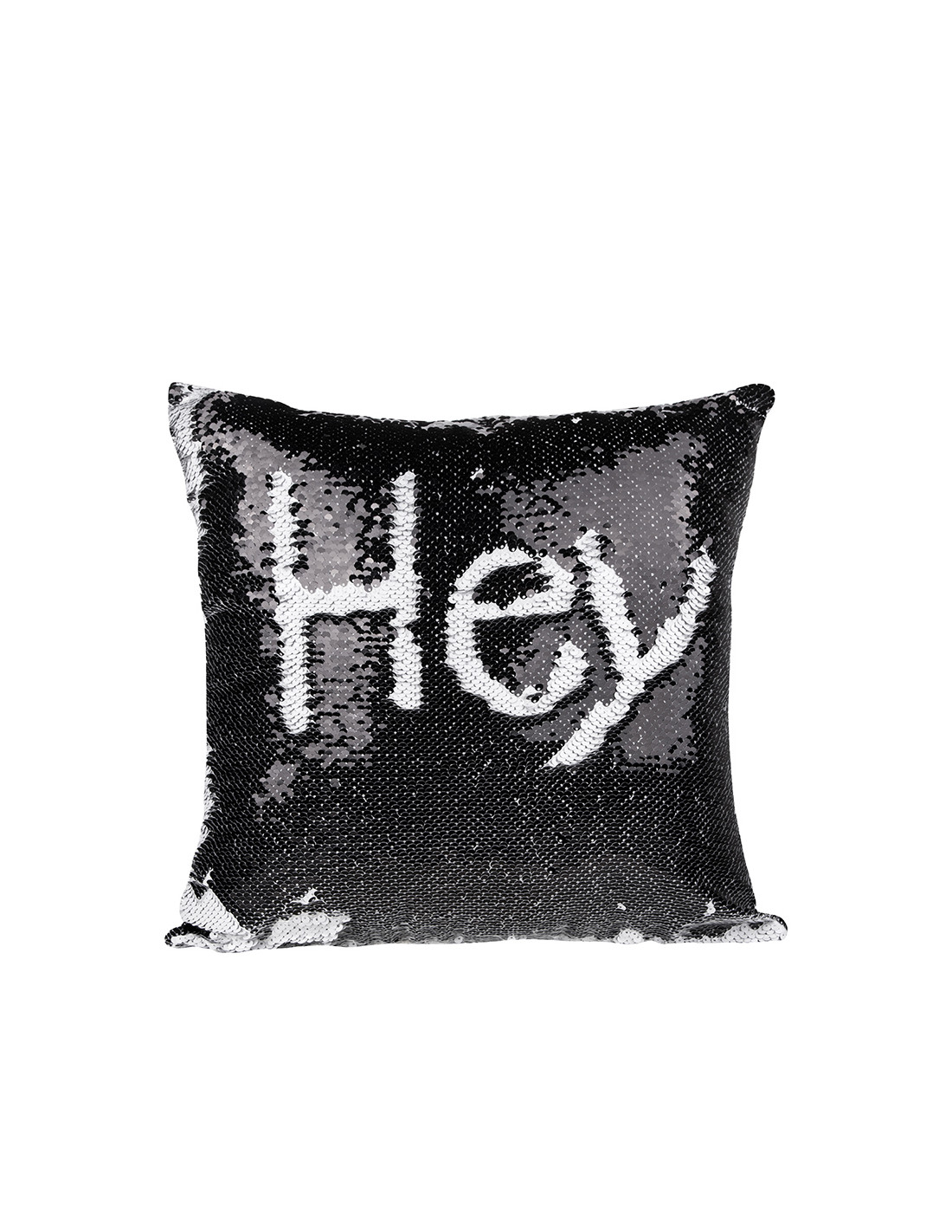 Housse de coussin à paillettes (noir/blanc)