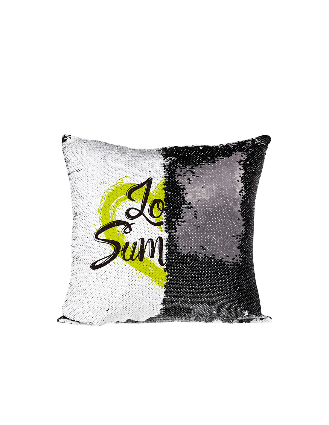 Housse de coussin à paillettes (noir/blanc)