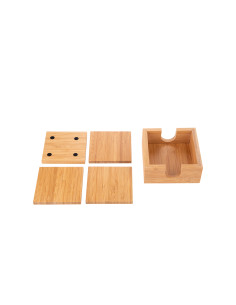 Ensemble de 4 dessous de verre carrés en bambou (9,7 cm) 2