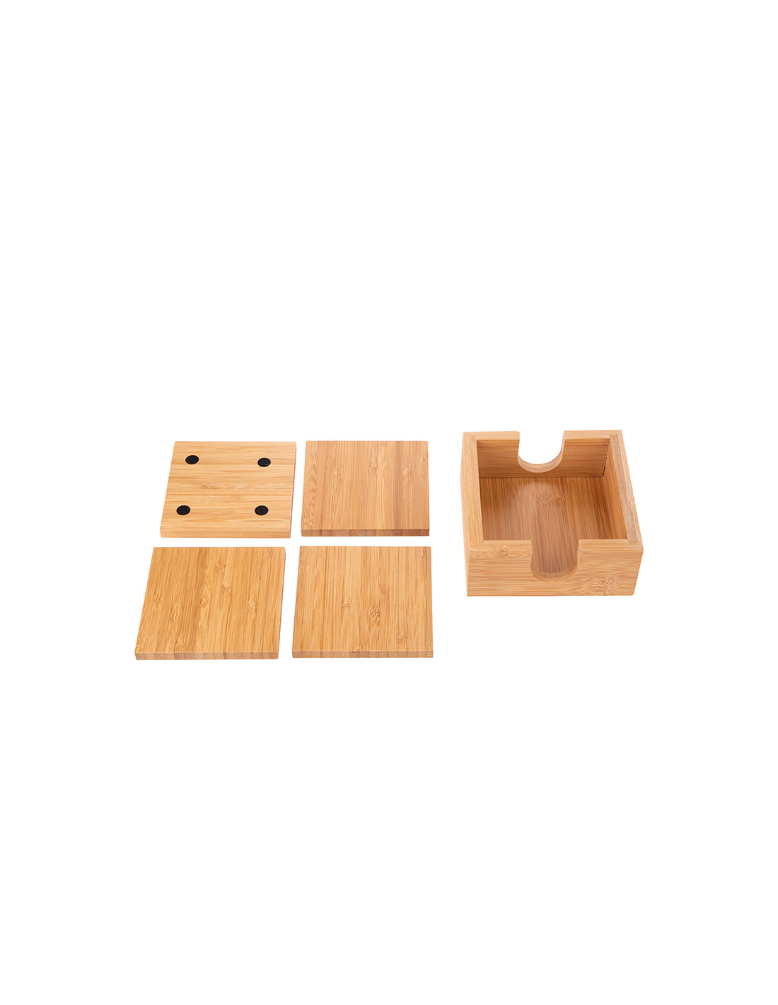 Ensemble de 4 dessous de verre carrés en bambou (9,7 cm)