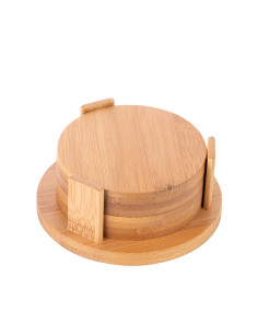 Ensemble de 4 dessous de verre ronds en bambou (9,5 cm)