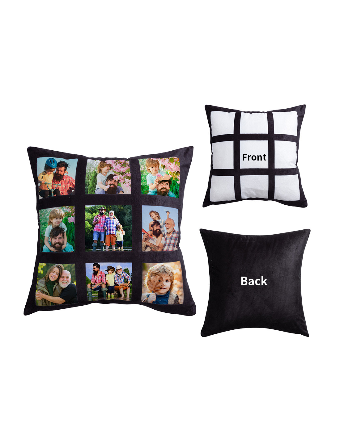 Housse de coussin en peluche à 9 panneaux par sublimation (40*40cm/15.75"x15.75")