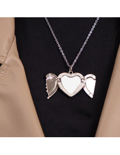 Collier coeur ailes d'ange (argent) 2