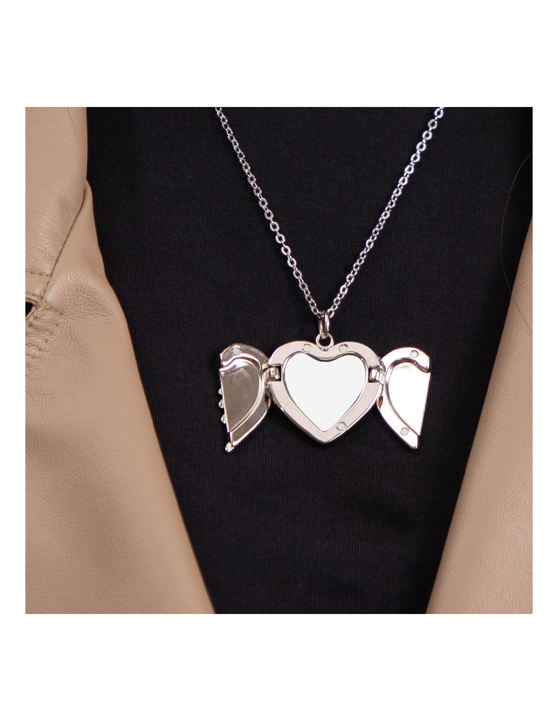 Collier coeur ailes d'ange (argent)