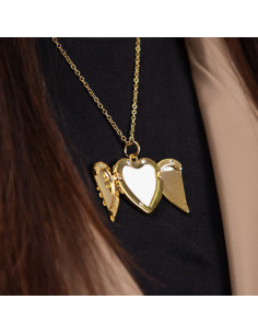 Collier coeur ailes d'ange (or) 2