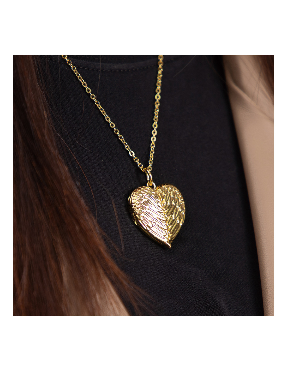 Collier coeur ailes d'ange (or)