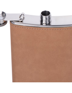 Flacon en acier inoxydable de 8 oz/240 ml avec couvercle en PU (marron clair) 2