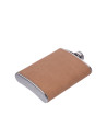 Flacon en acier inoxydable de 8 oz/240 ml avec couvercle en PU (marron clair)