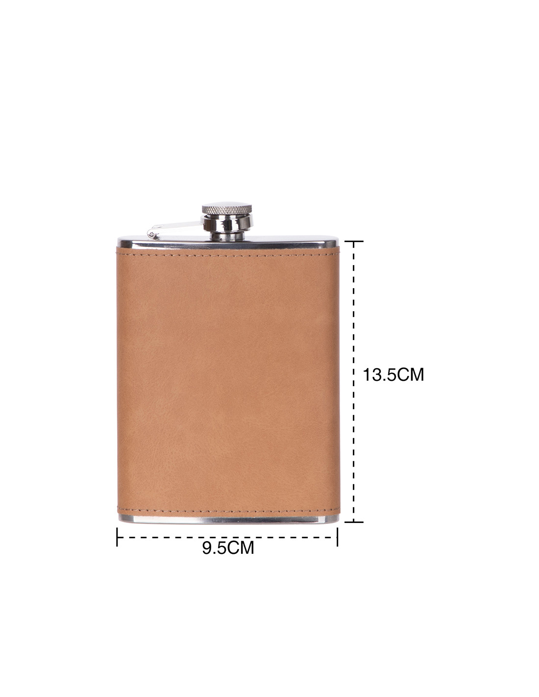 Flacon en acier inoxydable de 8 oz/240 ml avec couvercle en PU (marron clair)
