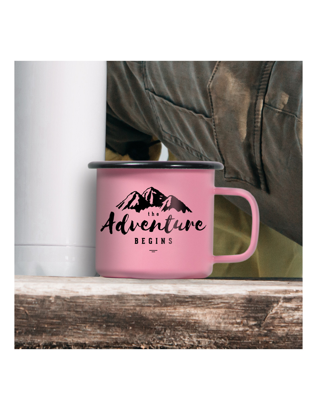 Tasse en émail de 12 oz/360 ml (rose mat)
