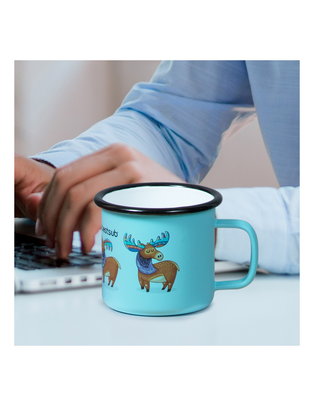 Tasse en émail de 12 oz/360 ml (vert menthe mat)
