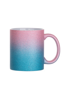 Tasse à paillettes à fond dégradé de 11 oz/330 ml (rose + bleu clair)