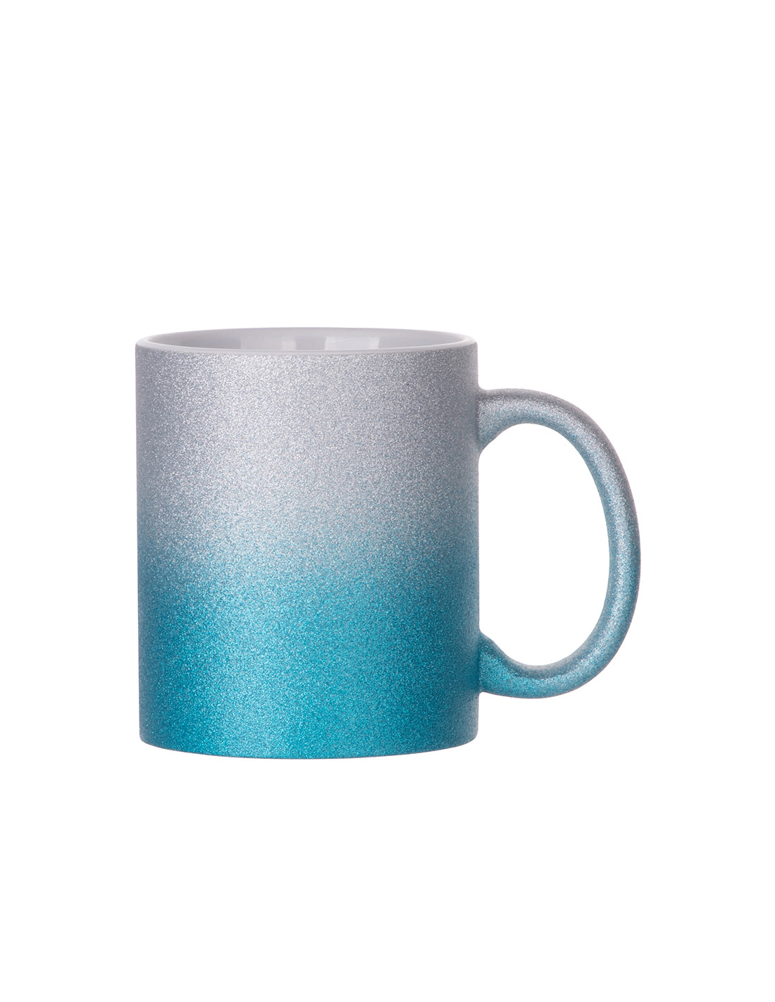 Tasse à paillettes à fond dégradé de 11 oz/330 ml (argent + bleu clair)