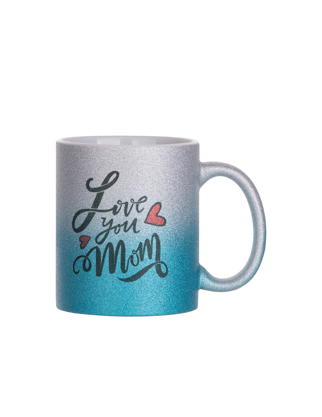 Tasse à paillettes à fond dégradé de 11 oz/330 ml (argent + bleu clair)