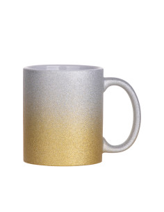Tasse à paillettes à fond dégradé de 11 oz/330 ml (argent + or)
