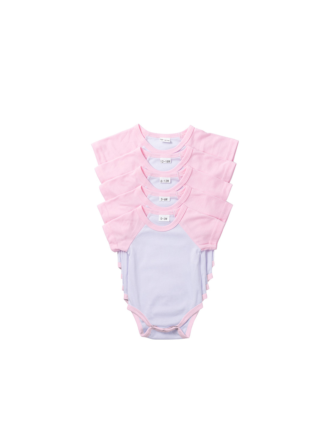 Combinaison bébé manches courtes Raglan L (rose, 6-12 mois)