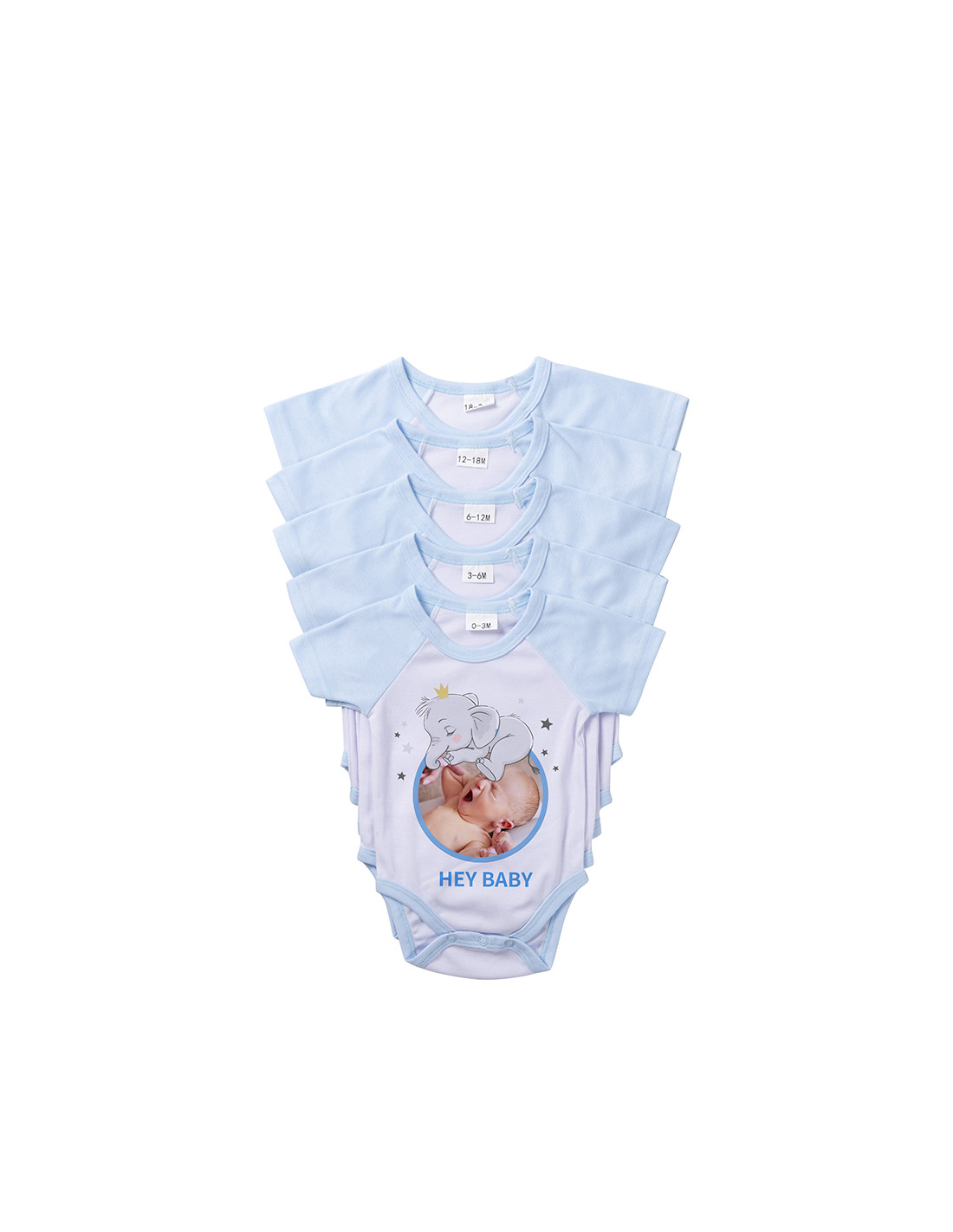 Combinaison bébé manches courtes Raglan L (bleu clair, 6-12M)