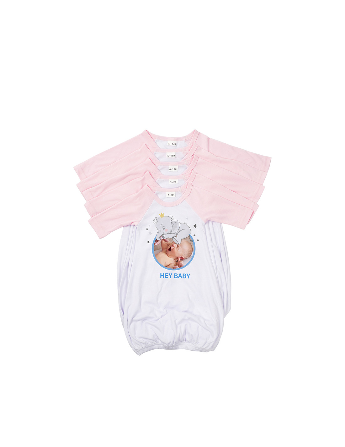 Chemise de nuit bébé manches longues Raglan M (rose, 3-6M)