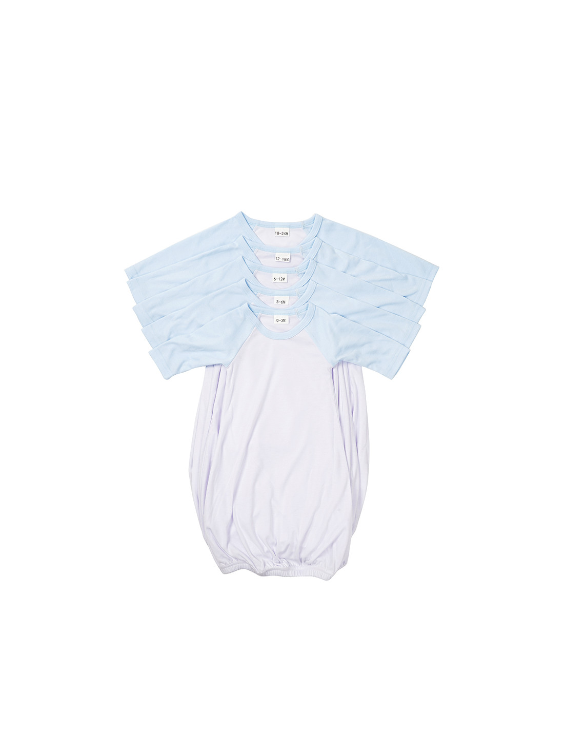 Chemise de nuit bébé manches longues Raglan M (bleu clair, 3-6M)