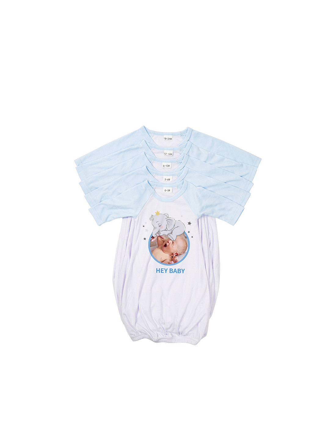 Chemise de nuit bébé manches longues Raglan M (bleu clair, 3-6M)