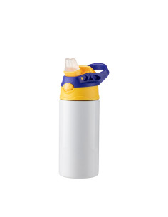 Botella de acero inoxidable para niños de 12 oz/360 ml con pajita de silicona y tapa azul (blanca) 2