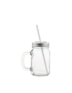 Pot Mason de 12 oz/350 ml avec paille (transparent)