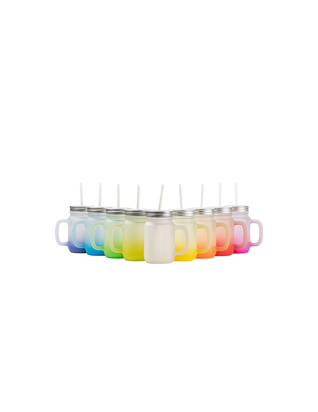 Pot Mason de 12 oz/350 ml avec paille (givré)