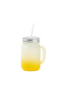 Pot Mason de 12 oz/350 ml avec paille (givré, jaune dégradé)