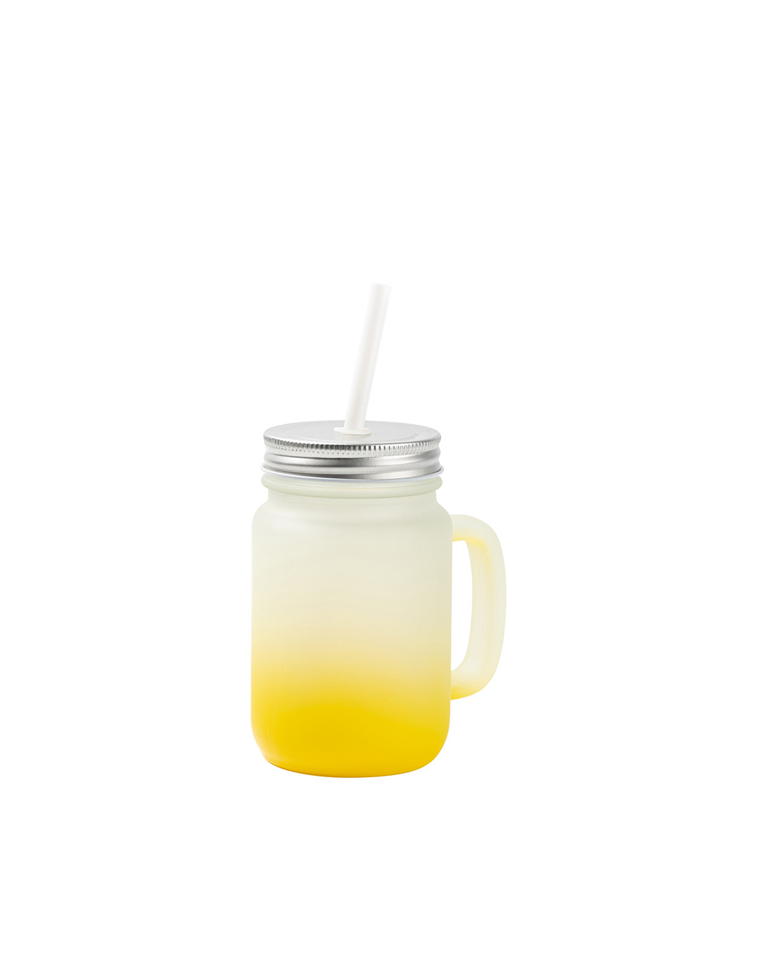 Pot Mason de 12 oz/350 ml avec paille (givré, jaune dégradé)