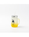 Pot Mason de 12 oz/350 ml avec paille (givré, jaune dégradé)