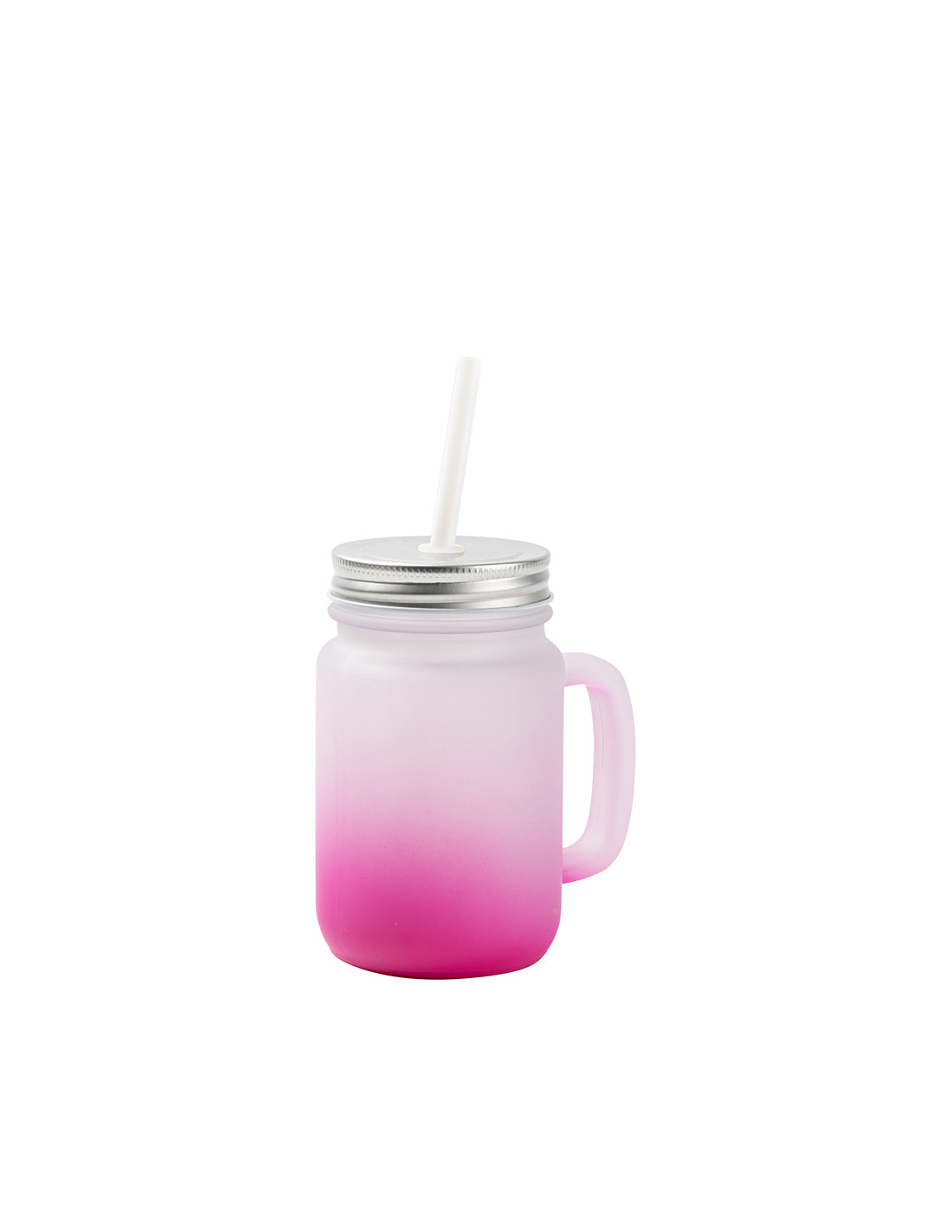 Pot Mason 12oz/350ml avec paille (givré, dégradé rose rouge)