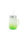 Pot Mason de 12 oz/350 ml avec paille (givré, vert dégradé)