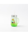 Pot Mason de 12 oz/350 ml avec paille (givré, vert dégradé)